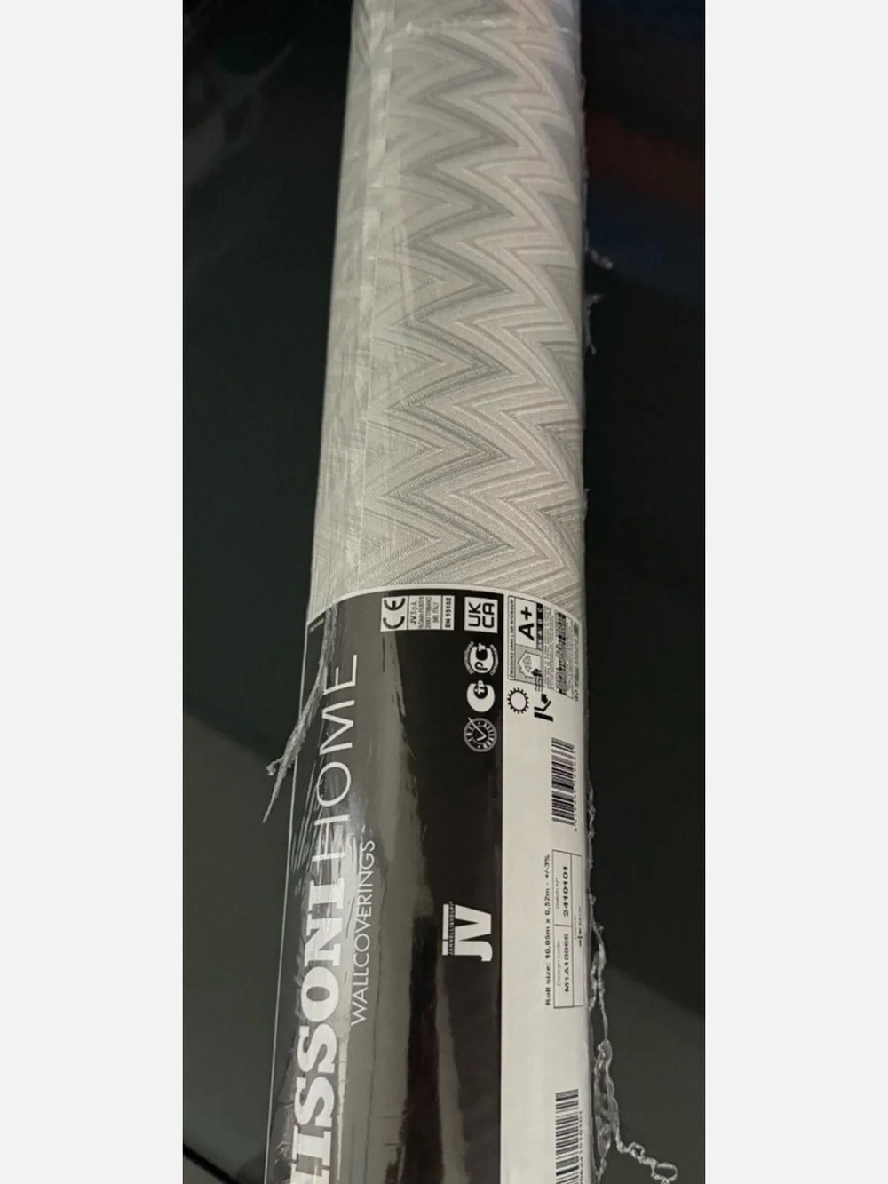 Missoni Chevron Wallpaper in White and Light Gray